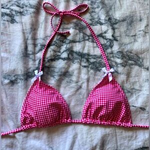Red white and pink bikini top with white coquette bows
